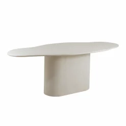 Table à manger nuage en bois effet béton blanc Thomas