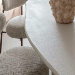 Table à manger nuage en bois effet béton blanc Thomas