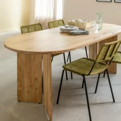 Table à manger ovale en bois d'acacia Elwen