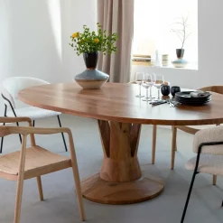 Table à manger ovale en bois d'acacia 220 cm Sauge