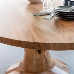 Table à manger ovale en bois d'acacia 220 cm Sauge