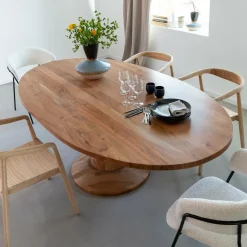 Table à manger ovale en bois d'acacia 220 cm Sauge