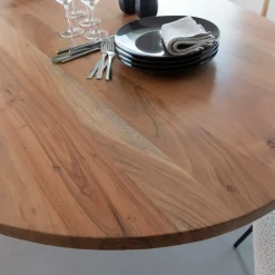 Table à manger ovale en bois d'acacia 220 cm Sauge