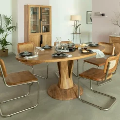 Table à manger ovale en bois d'acacia 175 cm Sauge