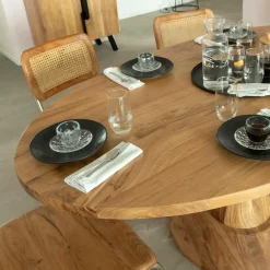 Table à manger ovale en bois d'acacia 175 cm Sauge