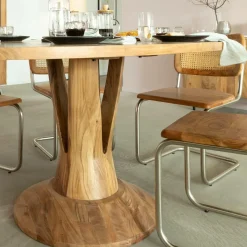 Table à manger ovale en bois d'acacia 175 cm Sauge