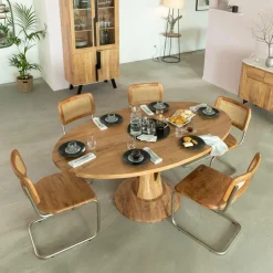 Table à manger ovale en bois d'acacia 175 cm Sauge