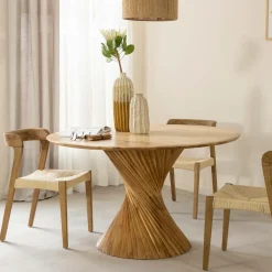 Table à manger ronde en bois d'acacia Orane