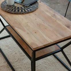 Table basse à double plateau en bois d'acacia Flavia