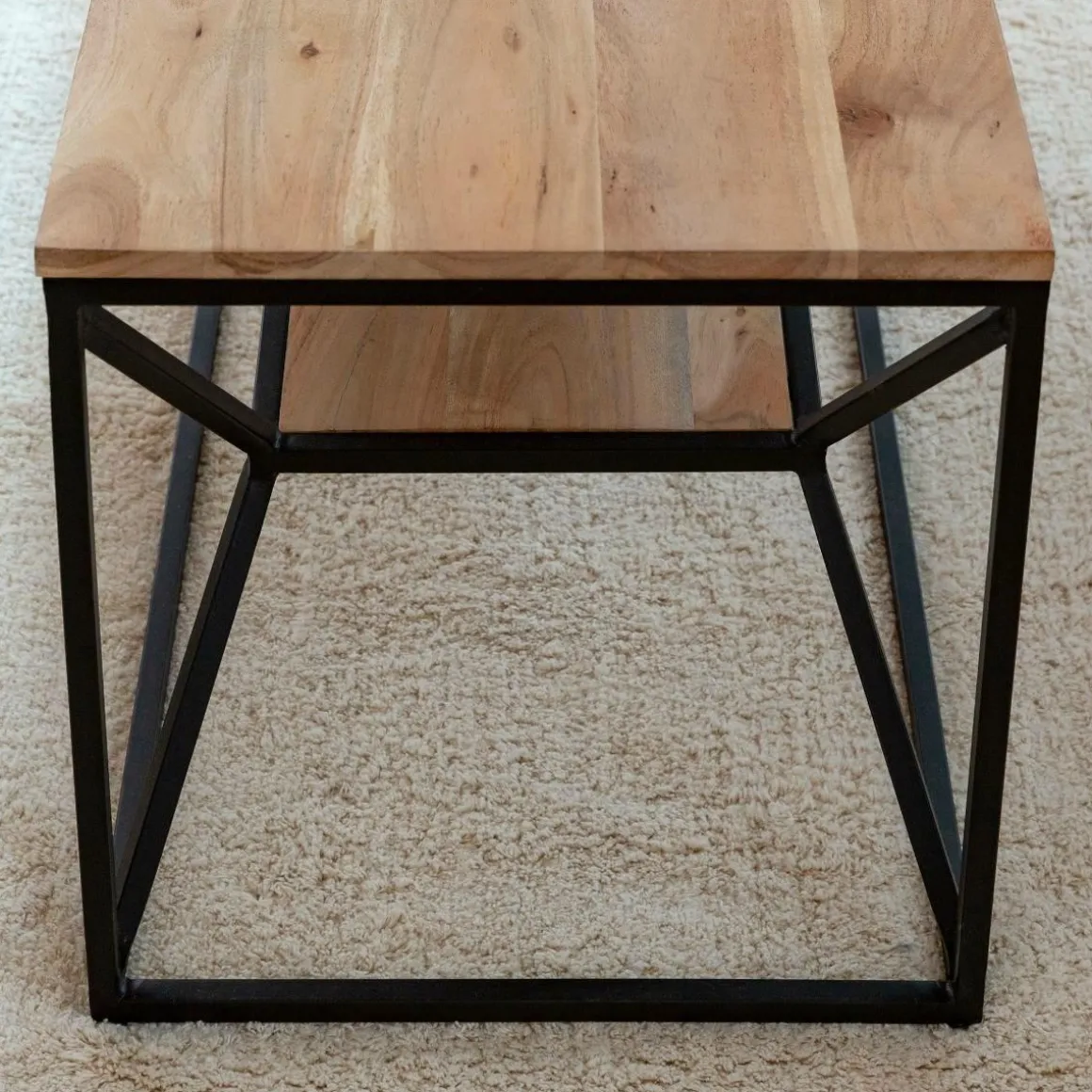 Table basse à double plateau en bois d'acacia Flavia