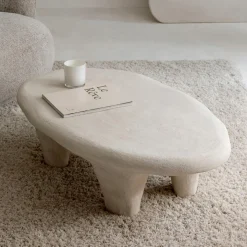 Table basse blanche en bois effet béton Danaé