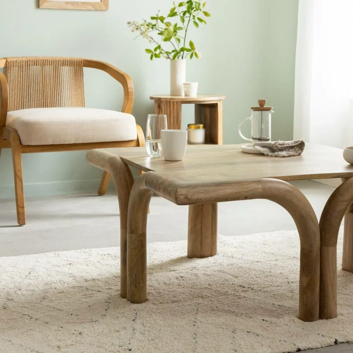 Table basse carré en bois de manguier Zola