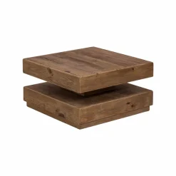 Table basse carrée à double plateau en bois recyclé Blaise