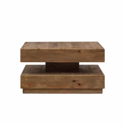 Table basse carrée à double plateau en bois recyclé Blaise