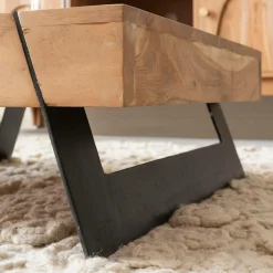 Table basse carrée en bois d'acacia et métal Cassius