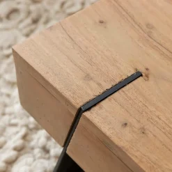 Table basse carrée en bois d'acacia et métal Cassius