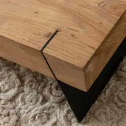 Table basse carrée en bois d'acacia et métal Cassius