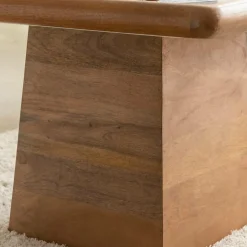 Table basse carrée en bois de manguier et marbre Adler