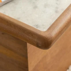 Table basse carrée en bois de manguier et marbre Adler