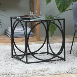 Table basse carrée en métal noir Zélie