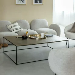 Table basse en aluminium doré et métal noir Victoria