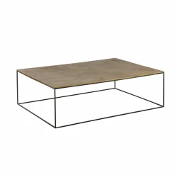 Table basse en aluminium doré et métal noir Victoria