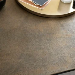 Table basse en aluminium doré et métal noir Victoria