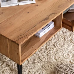 Table basse en bois d'acacia et pierre Yvan