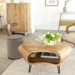 Table basse en bois d'acacia et métal Ian