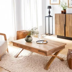 Table basse en bois de manguier à allonges Luce