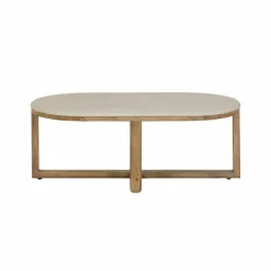 Table basse en bois de manguier et marbre Moana