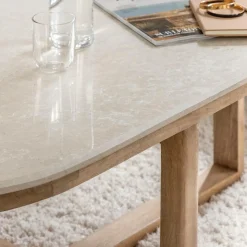 Table basse en bois de manguier et marbre Moana