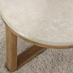 Table basse en bois de manguier et marbre Moana