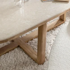 Table basse en bois de manguier et marbre Moana