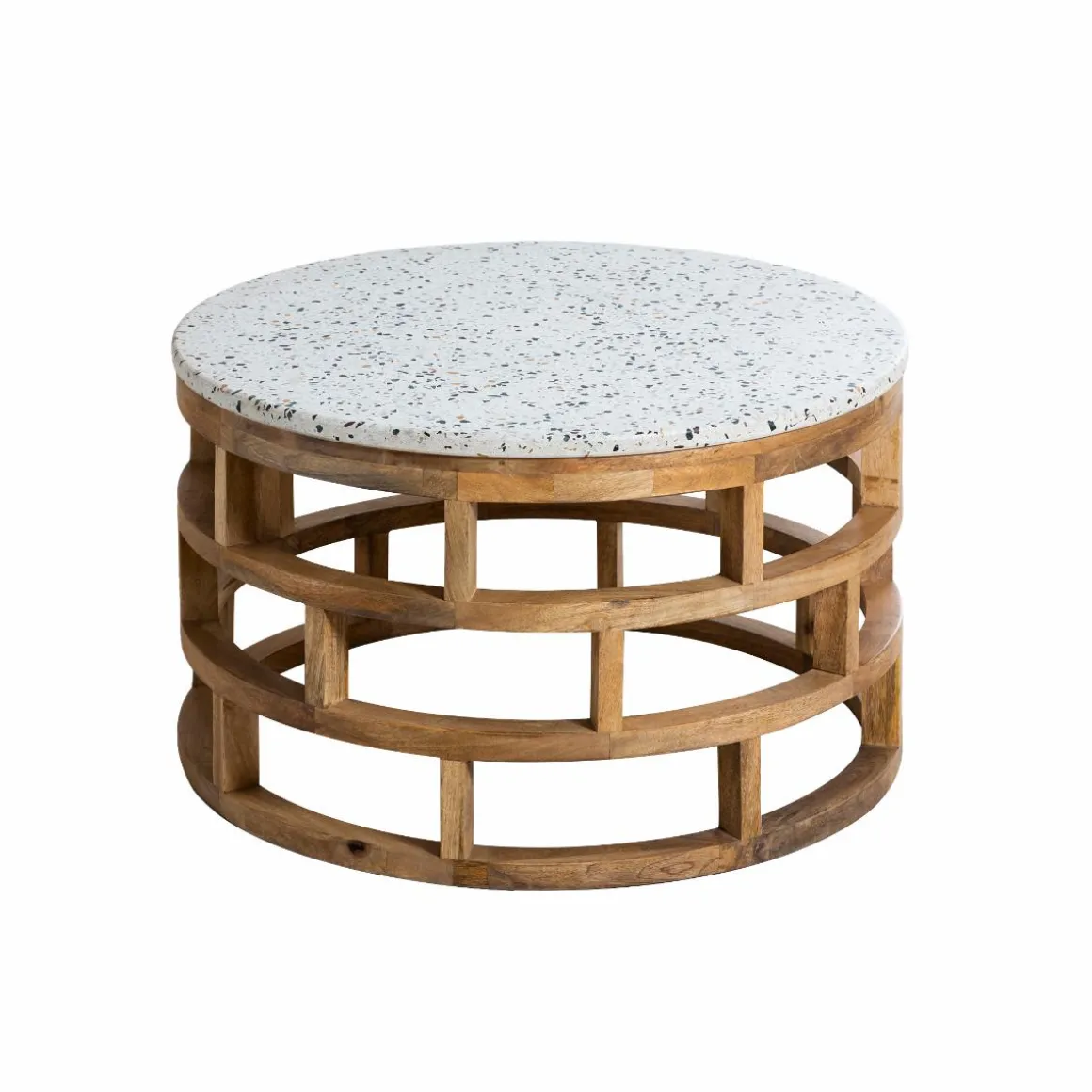 Table basse en bois de manguier et terrazzo Ambrine