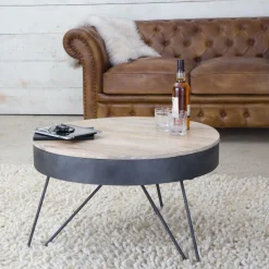 Table basse en bois de manguier et métal Locker