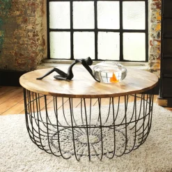 Table basse en bois de manguier et métal Ella