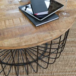 Table basse en bois de manguier et métal Ella