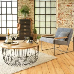 Table basse en bois de manguier et métal Ella