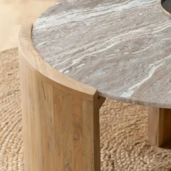 Table basse en bois de manguier et marbre Isabella