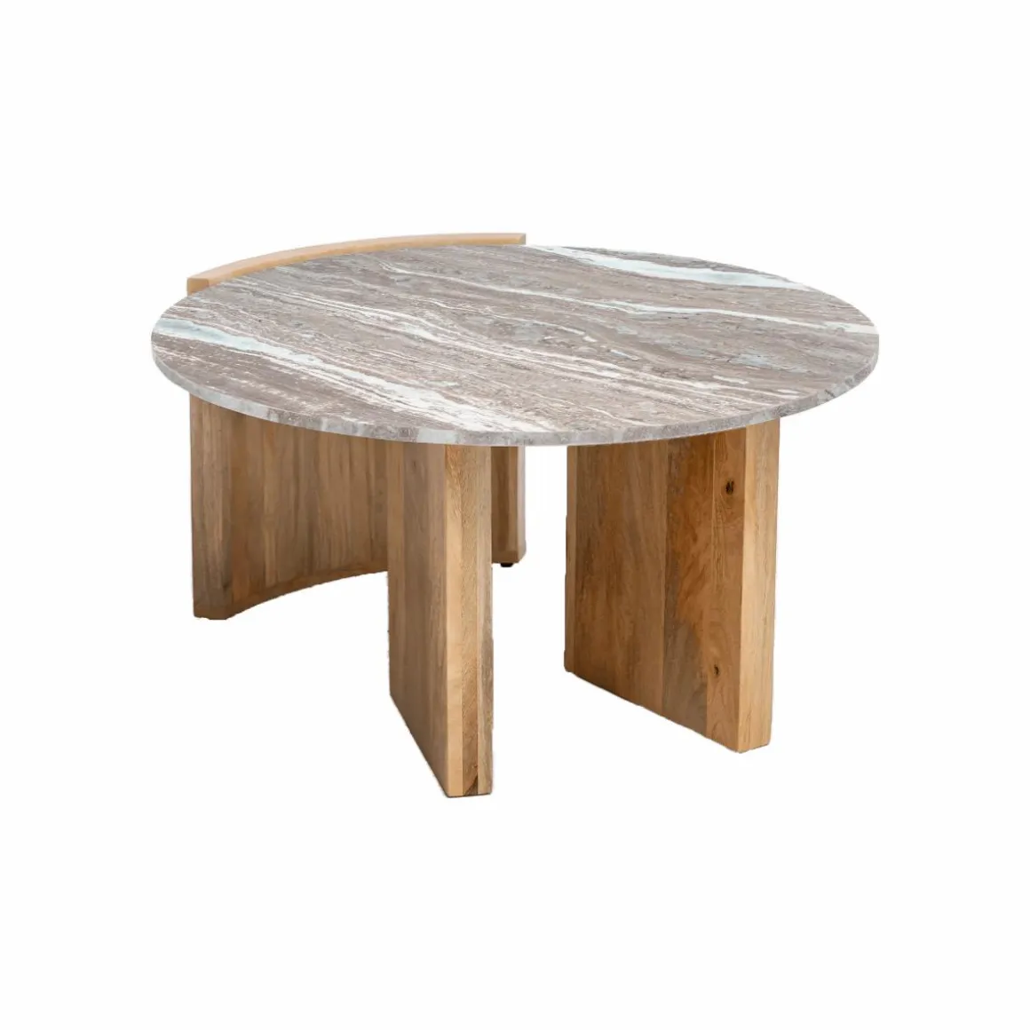Table basse en bois de manguier et marbre Isabella