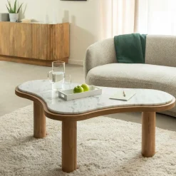 Table basse en bois de manguier et marbre Adler