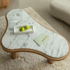 Table basse en bois de manguier et marbre Adler