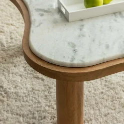 Table basse en bois de manguier et marbre Adler