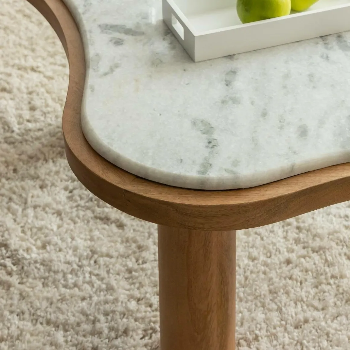 Table basse en bois de manguier et marbre Adler