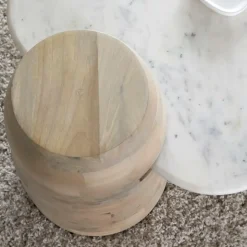 Table basse en bois de manguier et marbre Moana