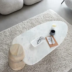 Table basse en bois de manguier et marbre Moana