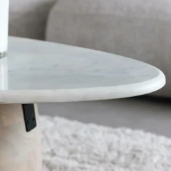 Table basse en bois de manguier et marbre Moana