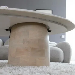 Table basse en bois de manguier et marbre Moana