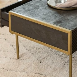 Table basse en bois de manguier et métal doré Ange